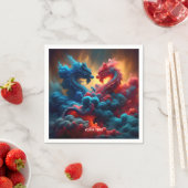 Serviette En Papier Imaginaire Bleu Rouge Bleu mignon (En situation)