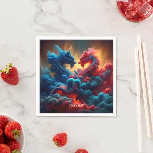 Serviette En Papier Imaginaire Bleu Rouge Bleu mignon (En situation)