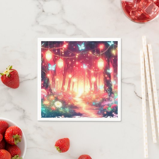 Serviette En Papier Imaginaire Boho Baby shower forestier enchanté (En situation)