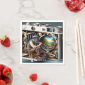 Serviette En Papier Imaginaire Caméra jolie peinture paysage (En situation)