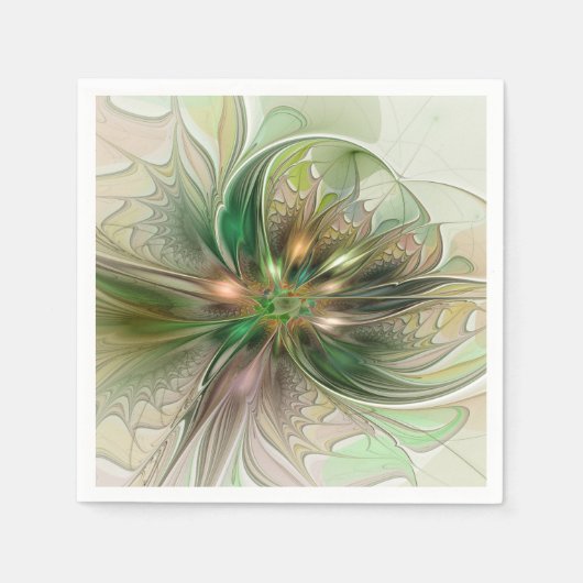 Serviette En Papier Imaginaire coloré Moderne Fleur Fractale Abstraite (Devant)
