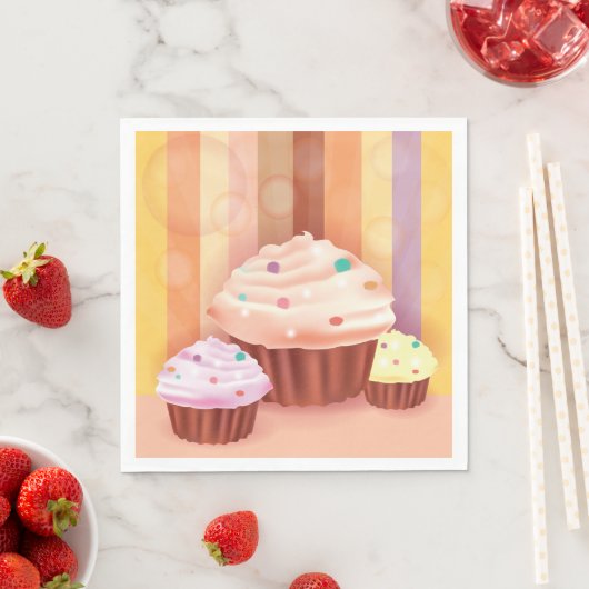 Serviette En Papier Imaginaire Cupcake Douceurs colorées (En situation)
