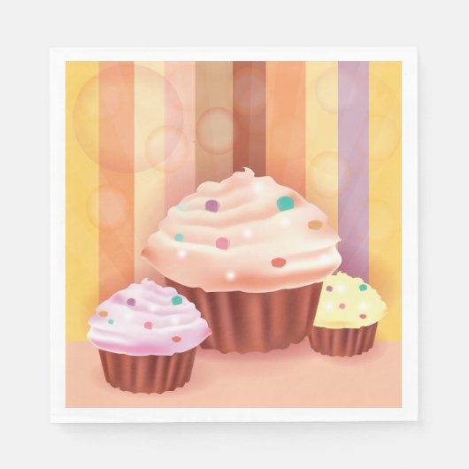 Serviette En Papier Imaginaire Cupcake Douceurs colorées (Devant)