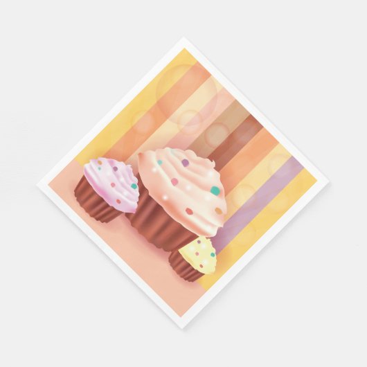 Serviette En Papier Imaginaire Cupcake Douceurs colorées (Coin)