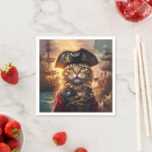 Serviette En Papier Imaginaire Cute Chat Pirate Casquette (En situation)