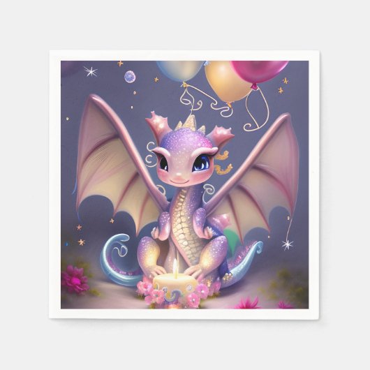 Serviette En Papier Imaginaire Cute Kawaii bébé dragon (Devant)