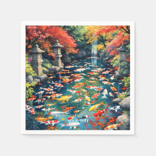 Serviette En Papier Imaginaire Cute Koi Fish Pond