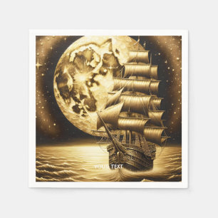 Serviette En Papier Imaginaire Cute Moon Sea Ship