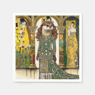 Serviette En Papier Imaginaire Cute Otter Art Déco