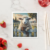 Serviette En Papier Imaginaire Cute Sheep Café Soirée (En situation)