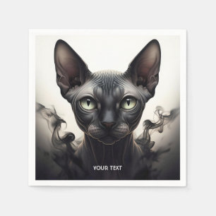 Serviette En Papier Imaginaire Cute Sphynx Chat noir