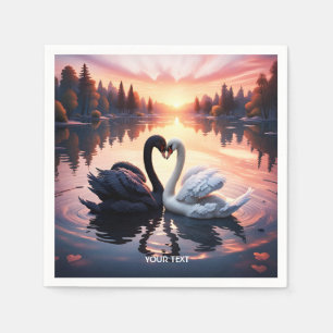 Serviette En Papier Imaginaire Cute Swan Lake Sunset