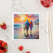 Serviette En Papier Imaginaire Cute Vivid Beach Sunset Love (En situation)