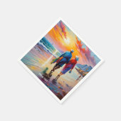 Serviette En Papier Imaginaire Cute Vivid Beach Sunset Love (Coin)