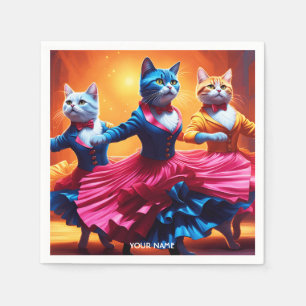 Serviette En Papier Imaginaire Cute Vivid Chats Danser Cancan