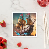 Serviette En Papier Imaginaire Cute Vivid Pirate Ship Cake (En situation)