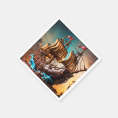 Serviette En Papier Imaginaire Cute Vivid Pirate Ship Cake (Coin)