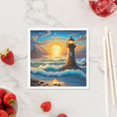 Serviette En Papier Imaginaire Cute Vivid Sea Sun Storm (En situation)