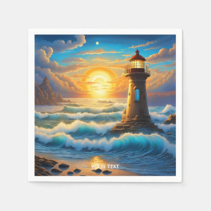 Serviette En Papier Imaginaire Cute Vivid Sea Sun Storm
