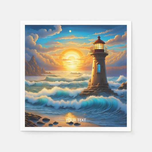 Serviette En Papier Imaginaire Cute Vivid Sea Sun Storm (Devant)