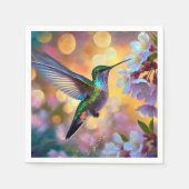 Serviette En Papier Imaginaire de cerisier en fleurs Hummingbird (Devant)