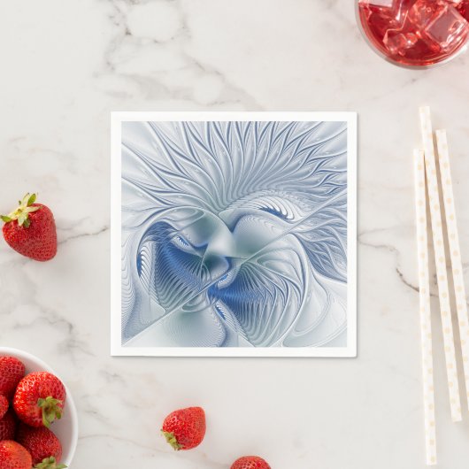 Serviette En Papier Imaginaire dynamique tons bleus Abstraits Art frac (En situation)
