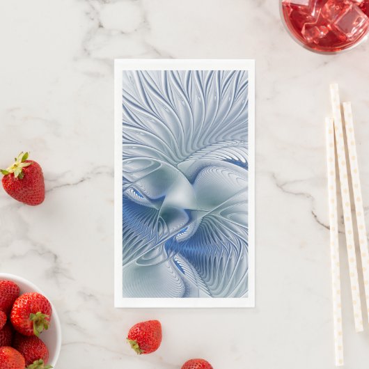 Serviette En Papier Imaginaire dynamique tons bleus Abstraits Art frac (En situation)