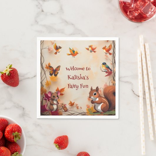 Serviette En Papier Imaginaire enchanté Automne Forêt Animaux (En situation)