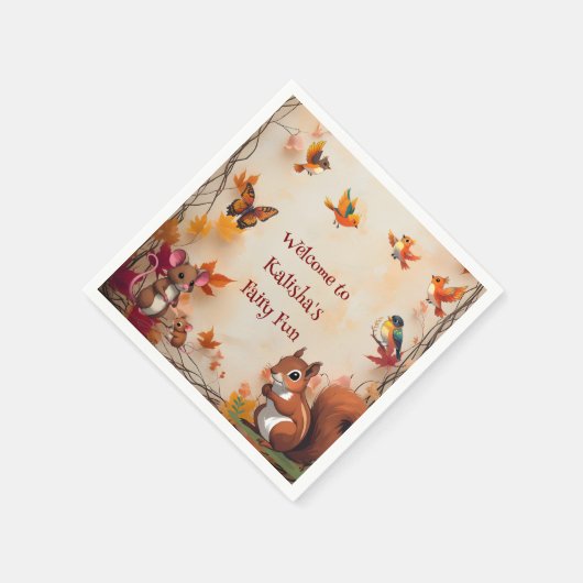 Serviette En Papier Imaginaire enchanté Automne Forêt Animaux (Coin)