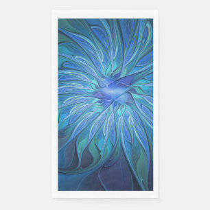 Serviette En Papier Imaginaire Fleur Bleue Motif, Art Fractal Abstrait