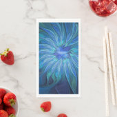 Serviette En Papier Imaginaire Fleur Bleue Motif, Art Fractal Abstrait (En situation)