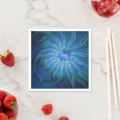 Serviette En Papier Imaginaire Fleur Bleue Motif, Art Fractal Abstrait (En situation)