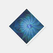 Serviette En Papier Imaginaire Fleur Bleue Motif, Art Fractal Abstrait (Coin)
