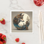 Serviette En Papier Imaginaire Fleurs Vivides mignonnes Assistant Wolf (En situation)