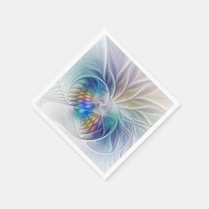 Serviette En Papier Imaginaire Floral, Fleur Fractale Abstraite coloré