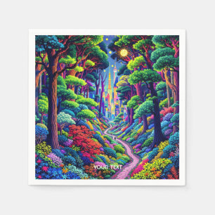 Serviette En Papier Imaginaire Forêt Mignonne Et Ville