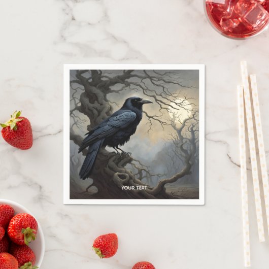 Serviette En Papier Imaginaire joli Crow Arbre foncé (En situation)