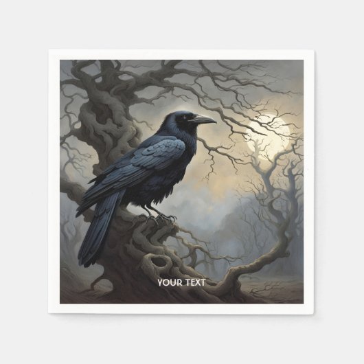Serviette En Papier Imaginaire joli Crow Arbre foncé (Devant)