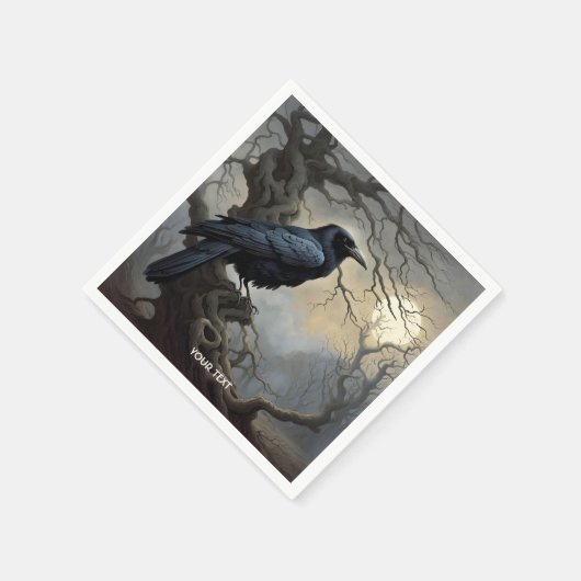Serviette En Papier Imaginaire joli Crow Arbre foncé (Coin)