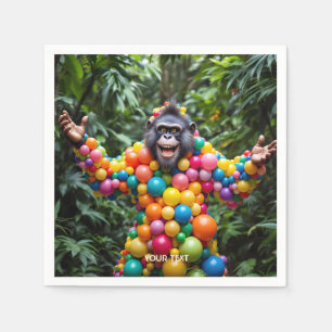 Serviette En Papier Imaginaire Joli Singe Coloré