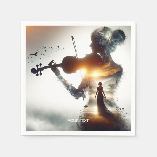 Serviette En Papier Imaginaire jolie violon fille soleil (Devant)