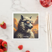 Serviette En Papier Imaginaire Loup mignon vêtu Mouton (En situation)
