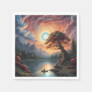 Serviette En Papier Imaginaire Magie Romantique Paysage arboré