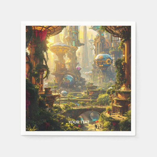 Serviette En Papier Imaginaire Mare Vert Future Ville (Devant)