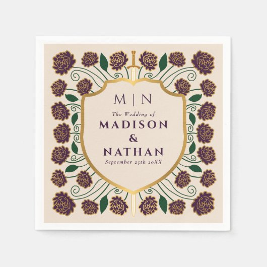 Serviette En Papier Imaginaire médiéval de l'épée et du bouclier Maria (Devant)