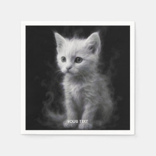 Serviette En Papier Imaginaire mignon blanc fumée Kitten