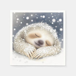 Serviette En Papier Imaginaire mignon couchant neige