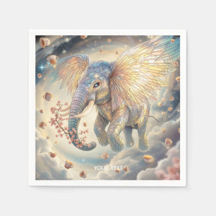 Serviette En Papier Imaginaire mignon éléphant volant Sakura