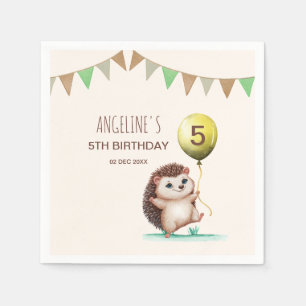 Serviette En Papier Imaginaire mignon Happy Hedgehog Balloon Anniversa