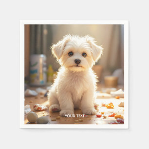 Serviette En Papier Imaginaire mignon maltais joyeux chiot maltais